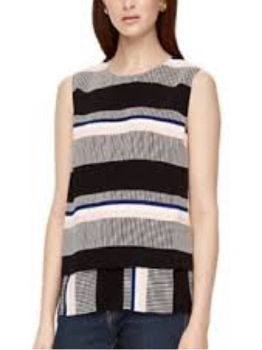 Kate Spade Striped Sleeveless Top in Black, Pink, Navy Women’s Large